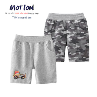 Quần short bé trai quảng châu quần thun cho bé họa tiết thể thao chất cotton mẫu mới 2026