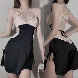 Váy ngủ lụa satin cao cấp gợi cảm, đầm hai dây đẹp co dãn quyến rũ, kèm quần lọt khe - Sinni29
