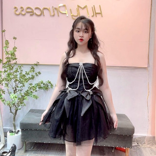 Váy tapta dây ngọc rủ chân lưới nơ