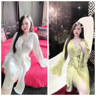 Áo Choàng Ngủ Cột Nơ Lụa Latin Cao Cấp - Free Size 40-60kg