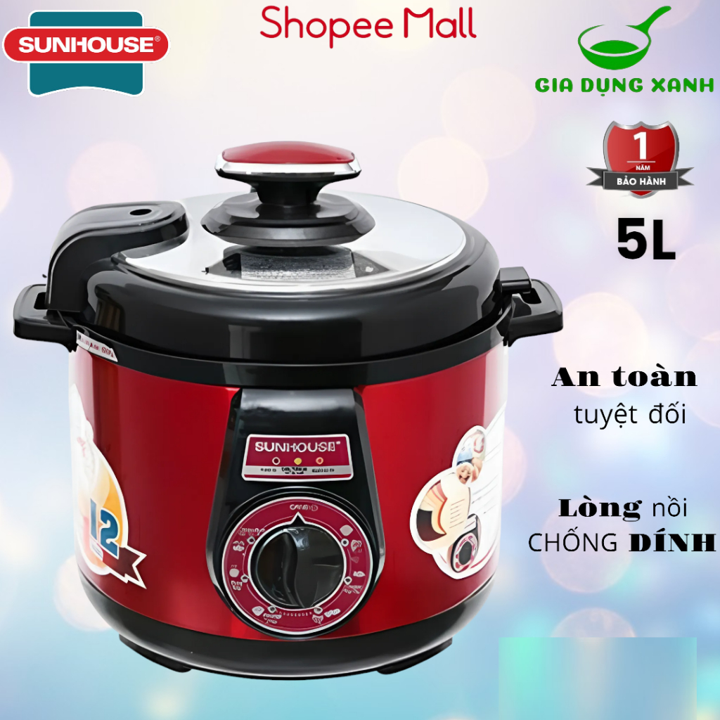 Nồi áp suất điện Sunhouse SH1552 5.0 lít -bảo hành 1 năm