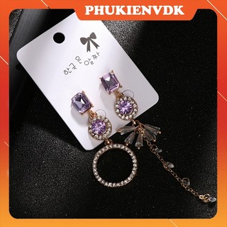 Bông Tai Khuyên tai Phong Cách Cổ Điển Dáng Dài Màu Tím MS17