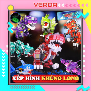 Lego khủng long lắp ráp bạo chúa mô hình, Tyrannosaurus Rex Spinosaurus Triceratops Velociraptor, bộ xếp trẻ em bé VERDA
