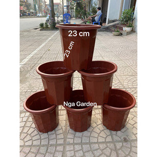 6 Chậu nhựa trồng cây E300 size 23x23 cm chậu trồng cây