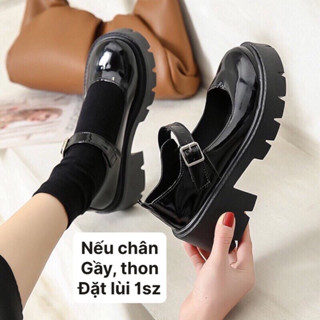 Giày lolita nữ đế độn 5cm dây cài đế Cao Cấp - giày búp bê nữ độn đế da mềm