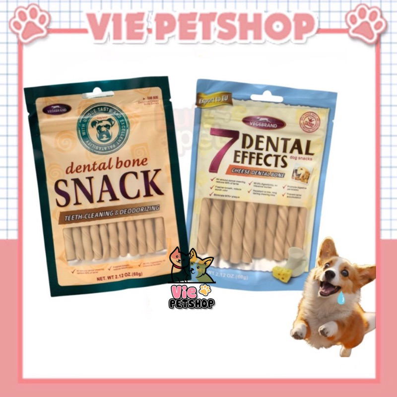 Xương Gặm Sạch Răng Thơm Miệng 7 DENTAL EFFECT cho Chó gói 60g | Vie PETSHOP