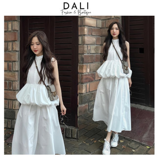Set Váy 2 Món Gồm Áo Sơ Mi Cổ Trụ Sát Nách Dáng Bom + Chân Váy Xoè Dáng Dài 2 Lớp Sang Chảnh