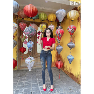 Quần jeans nữ thêu công co giãn cao cấp