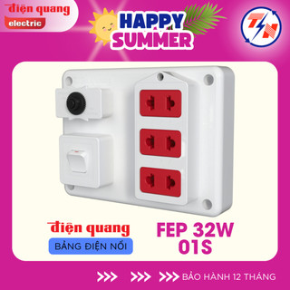 Bảng điện nổi V1 Điện Quang ĐQ FEP 32W 01S (màu trắng, 3 lỗ 2 chấu, 1 công tắc)
