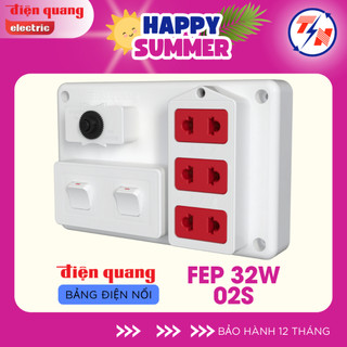 Bảng điện nổi V2 Điện Quang ĐQ FEP 32W 02S ( màu trắng, 3 lỗ 2 chấu, 2 công tắc )