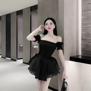 Váy tơ chun quây xòe