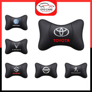 Gối Tựa Đầu Ô Tô Cao Cấp, Thoáng Khí Chất Liệu Da PU Logo Hãng Xe OTCVN