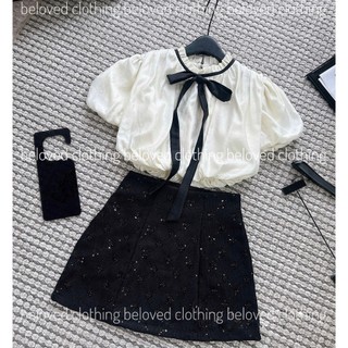 ( XẢ KHO loại 1) Set áo tơ mix chân váy bling