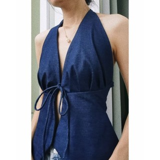 ÁO YẾM JEAN CỘT DÂY, HỞ LƯNG