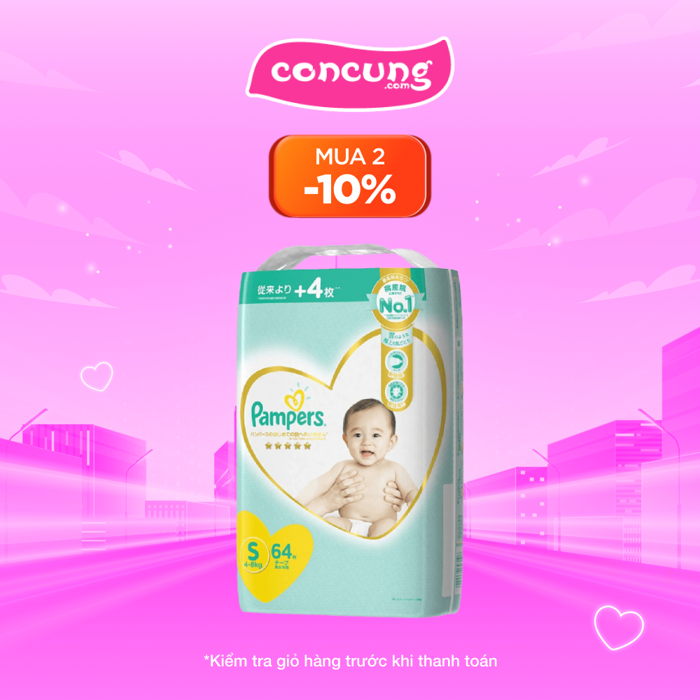 Tã dán Pampers Nhật Bản new size S 4-8kg 64 miếng