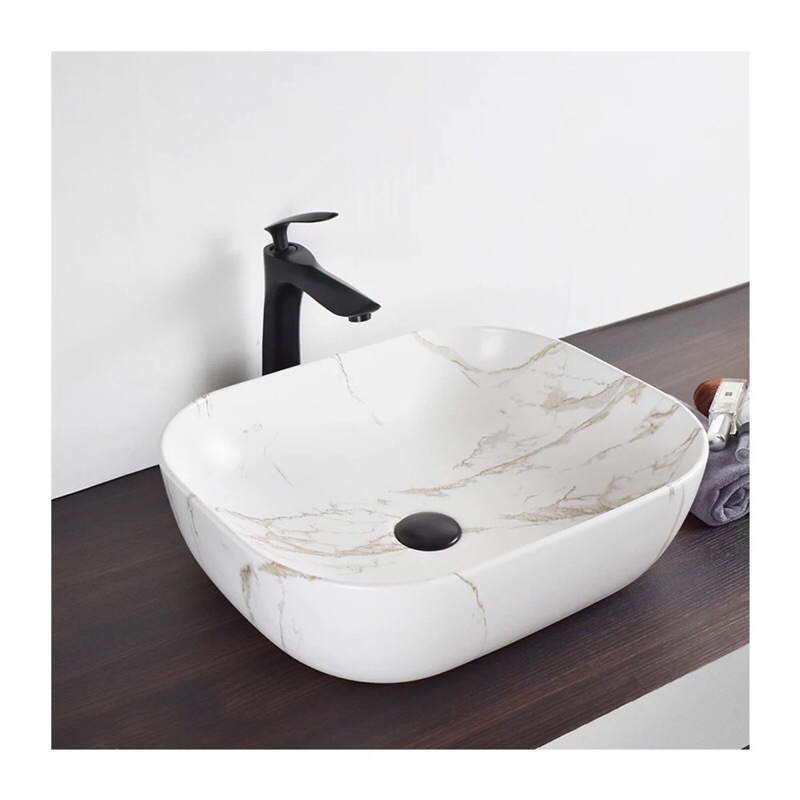 [ Giá kho ] Chậu rửa mặt lavabo họa tiết đặt bàn đá.