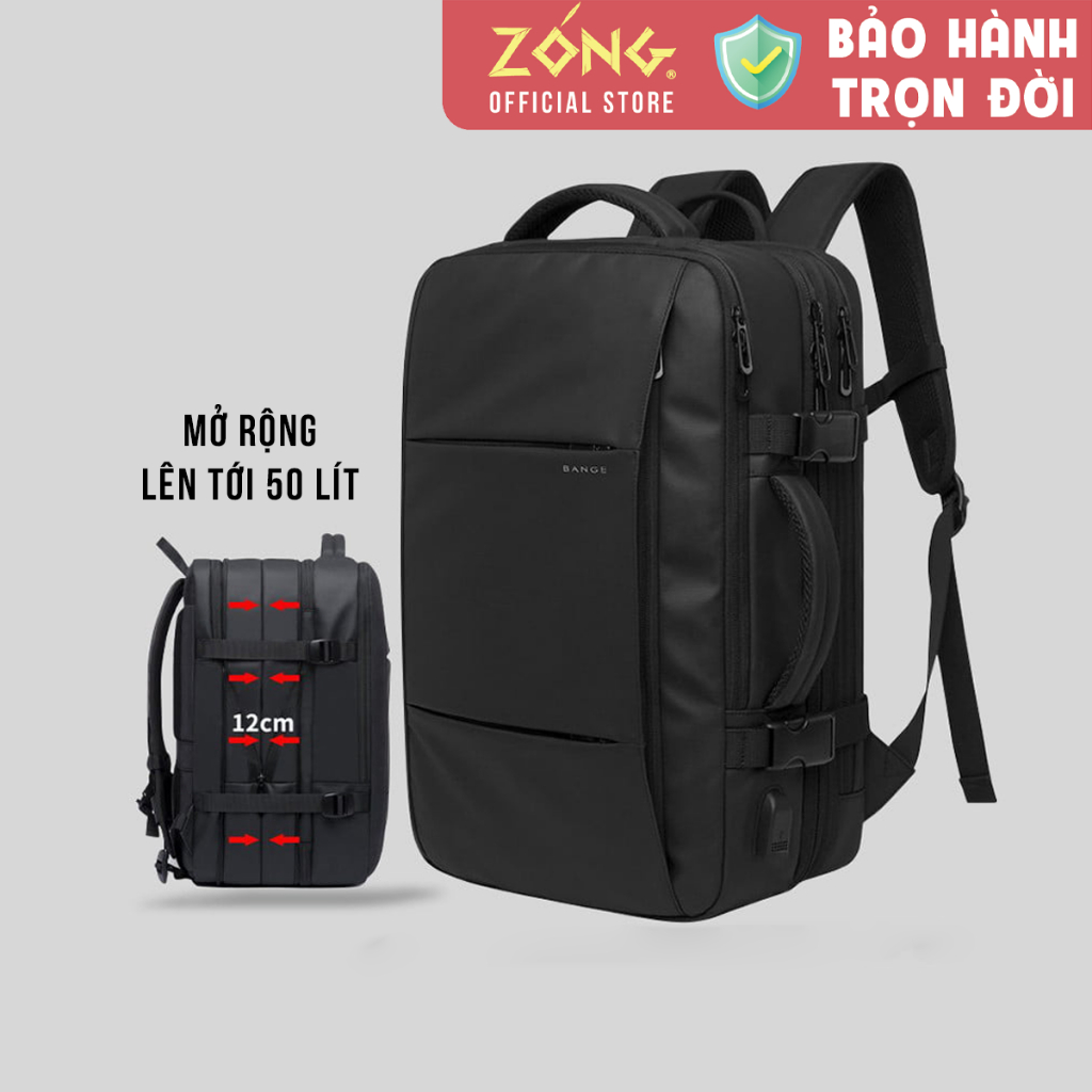 Balo laptop du lịch đa năng, có ngăn ẩn mở rộng lên 47 lít – 17 inch – BANGE 1908 - Bảo hành trọn đờ