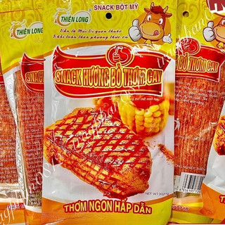Com bo 10 gói Snack hương bò thơm cay, sườn bò miếng Thiên Long