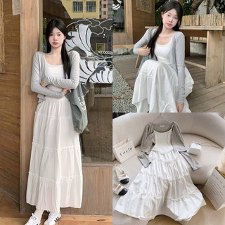 Set 3 món chân váy phối áo