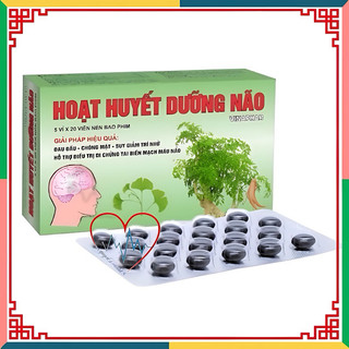 HOẠT HUYẾT DƯỠNG NÃO  Vinaphar - Hộp 100 viên - Giúp hoạt huyết, tăng cường lưu thông máu lên não