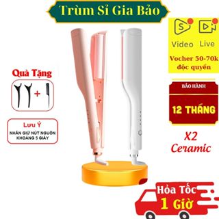 Máy uốn tóc tự động làm xoăn sóng nước, máy ép dập phồng hippie, kẹp duỗi 2 trục làm nóng nhanh.