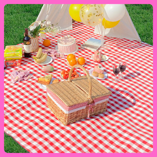 Bạt trải picnic cỡ lớn cho nhóm 2-6 người, thảm dã ngoại có tay cầm in hình caro trẻ trung làm background chụp ảnh đẹp