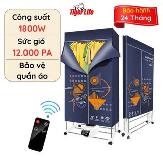Tủ Sấy Quần Áo - Máy Sấy Quần Áo - ION Khử Khuẩn - Công Suất Lớn 1500W Siêu Nhanh - Gấp Gọn Tiện Lợi - Dễ Dàng Di Chuyển