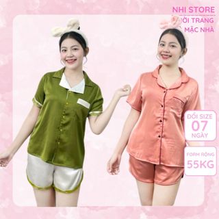 Đồ bộ mặc nhà giá rẻ nhistore pijama lụa mango lụa satin quần ngắn tay ngắn nhiều màu freesize 55kg