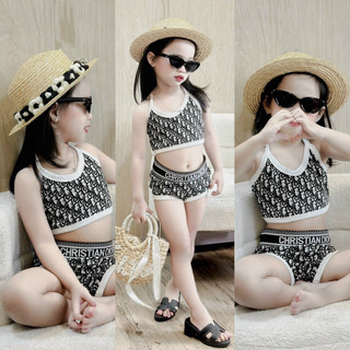 Đồ bơi cho bé, set bikini Dio in tràn 2 màu cho bé 10-30kg