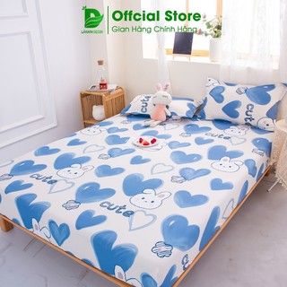 Bộ ga gối thỏ tym xanh laxanhdecor cotton poly đầy đủ size ga m2 m4 m6 m8 có bo chun miễn phí