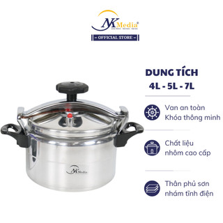 Nồi Áp Suất Đáy Từ Dùng Mọi Bếp NK MEDIA (4L - 5L - 7L) - Màu Ngẫu Nhiên - Hàng Chính Hãng
