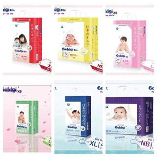 Bỉm Goldgi Eco/Goldgi X5/Goldgi cao cấp dán/quần NB92/S84/M60/M66/L48/L56/XL44/XXL32