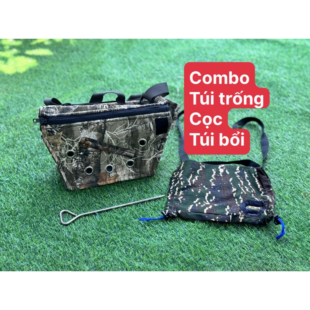 Túi đựng gà mồi , gà trống , gà mái , tặng kèm túi bổi và cọc inox chất liệu vải rằn ri , Phụ kiện hàng chất lượng 100%