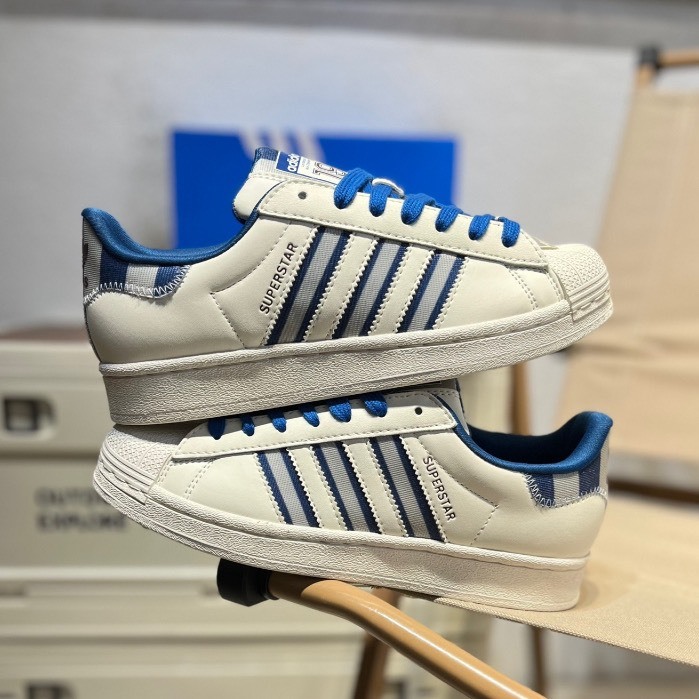 Giày Thể Thao Adidas_Super Star ‘Blue White’ IE7307,Sò Sọc Xanh Thổ Cẩm