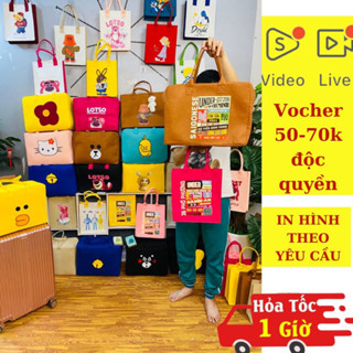 Túi Du Lịch, Túi Xách Đựng Đồ Đa Năng Đi Chơi, Đi Biển .Túi Cài Vali Vải Nỉ Xốp Nhiều Hoạ Tiết Hoạt Hình.