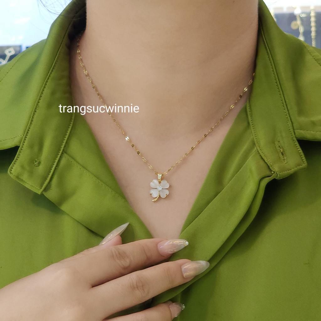 Dây chuyền nữ titan Clover Opal