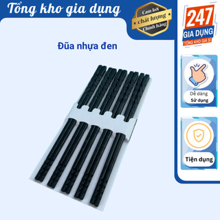 Đũa nhựa đen xoắn - bộ 10 đôi