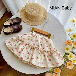 Chân váy xếp ly 2 tầng hoa nhí cho bé gái MIAN Baby