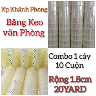1 cây 10 cuộn băng keo 1f8 x 25m trong vp vòng nhỏ