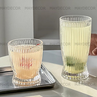 Ly thủy tinh eo sọc, cốc thủy tinh chịu nhiệt pha cafe muối, nước ép, trà, sinh tố 280ml 360ml