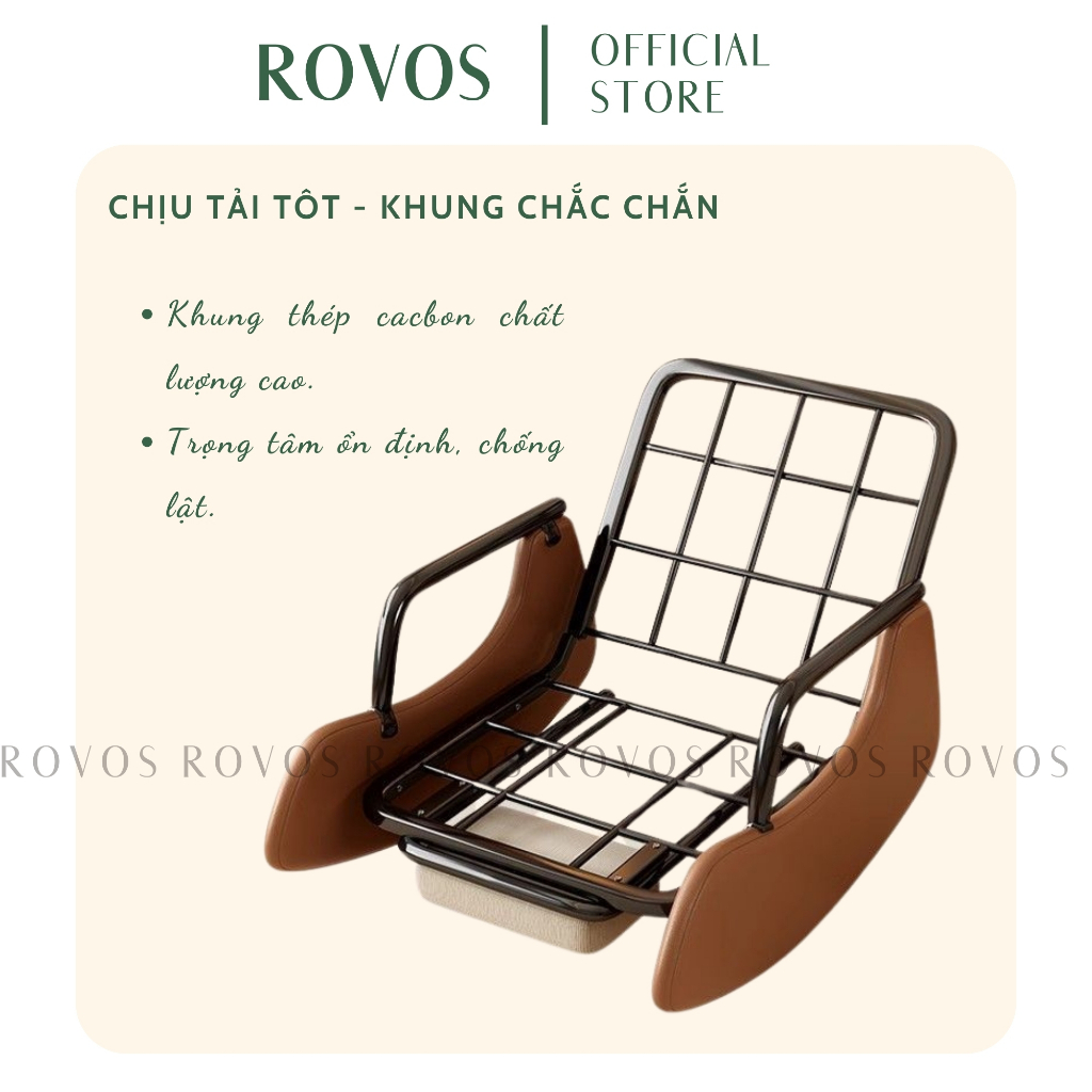 Ghế Bập Bênh ROVOS Ghế Thư Giãn Gập Ngả Chiều Chế Độ, Chất Liệu Khung Sắt Mặt Nệm Sofa Bọc Vải Nhung Tăm Mềm Màu Xanh Be | BigBuy360 - bigbuy360.vn