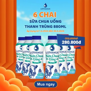 Sữa chua uống thanh trùng Lothamilk có đường chai 880ml
