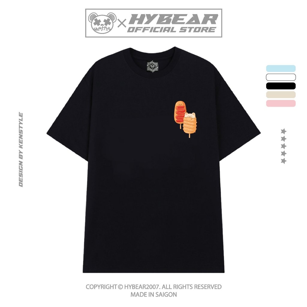 [MUA 2SP TẶNG 1 TÚI TOTE] Áo Thun Unisex HYBEAR Hình Xúc Xích Cổ tròn 100% Cotton HYBEAR
