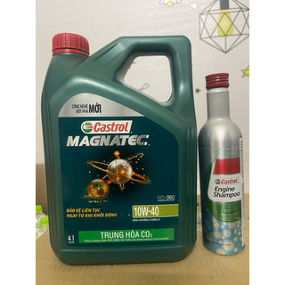 Dầu nhớt castrol magnatec 10w40 api sp & súc rửa động cơ castrol engin shampoo