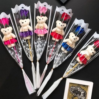 Set hoa hồng sáp hình chú gấu kỉ yếu tặng quà...