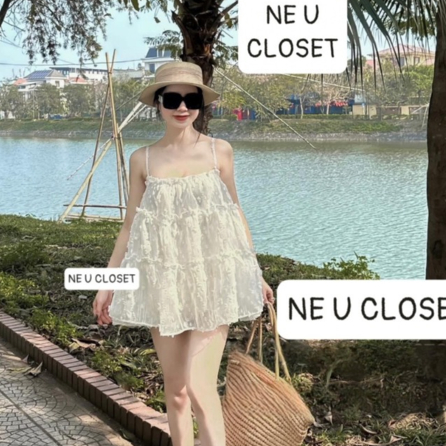 [HÀNG LOẠI 1 - LOẠI 3 LỚP] Set áo váy babydoll 2 dây mix quần áo 2 dây váy 2 dây váy đi biển đầm 2 d