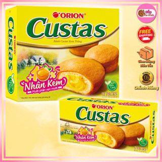 Bánh Orion Custas Bông Lan Nhân Kem Trứng (Hộp 12 Gói / Hộp 6 Gói)
