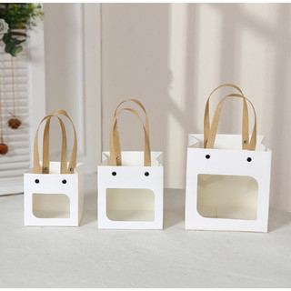 1 cái Giỏ xách giấy kraft màu trắng hồng nâu sang trọng