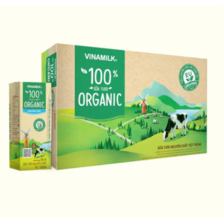 Thùng 48 hộp sữa tươi Vinamilk 100% Organic Green Farm 180ml không đường