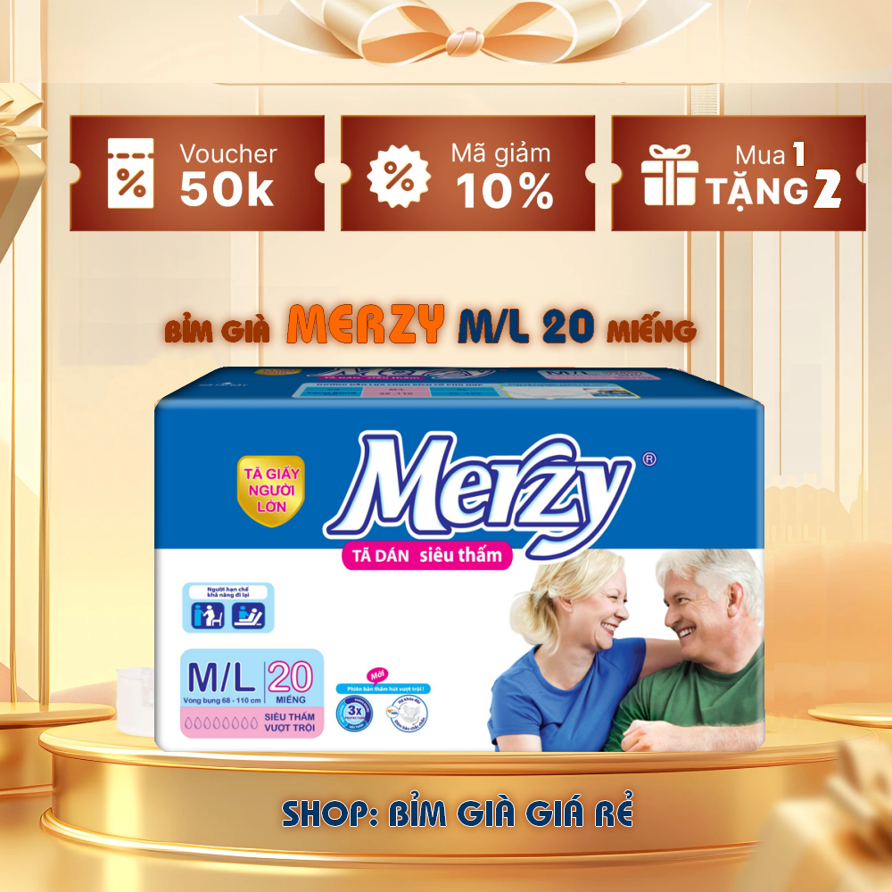 Bỉm già MERZY M/L20 miếng. Chống tràn kép. siêu thấm hút hiệu quả #bỉm merzy #bỉm già merzy #merzy